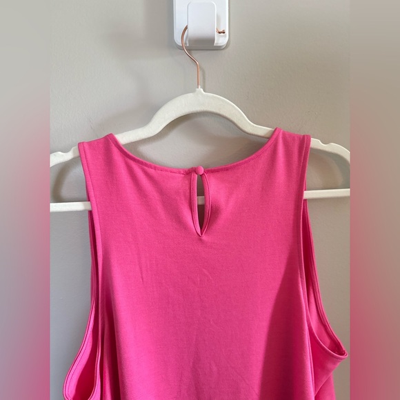 A New Day • NWT Pink Barbiecore Ruched Side Midi Dress 1X Summer Sleeveless - Picture 9 of 11